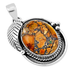 14.76cts leaf brecciated mookaite (australian jasper) 925 silver pendant n33165