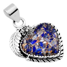 14.76cts leaf natural blue lapis lazuli heart 925 sterling silver pendant n35104