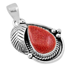 7.24cts leaf natural brown goldstone 925 sterling silver pendant jewelry n35117