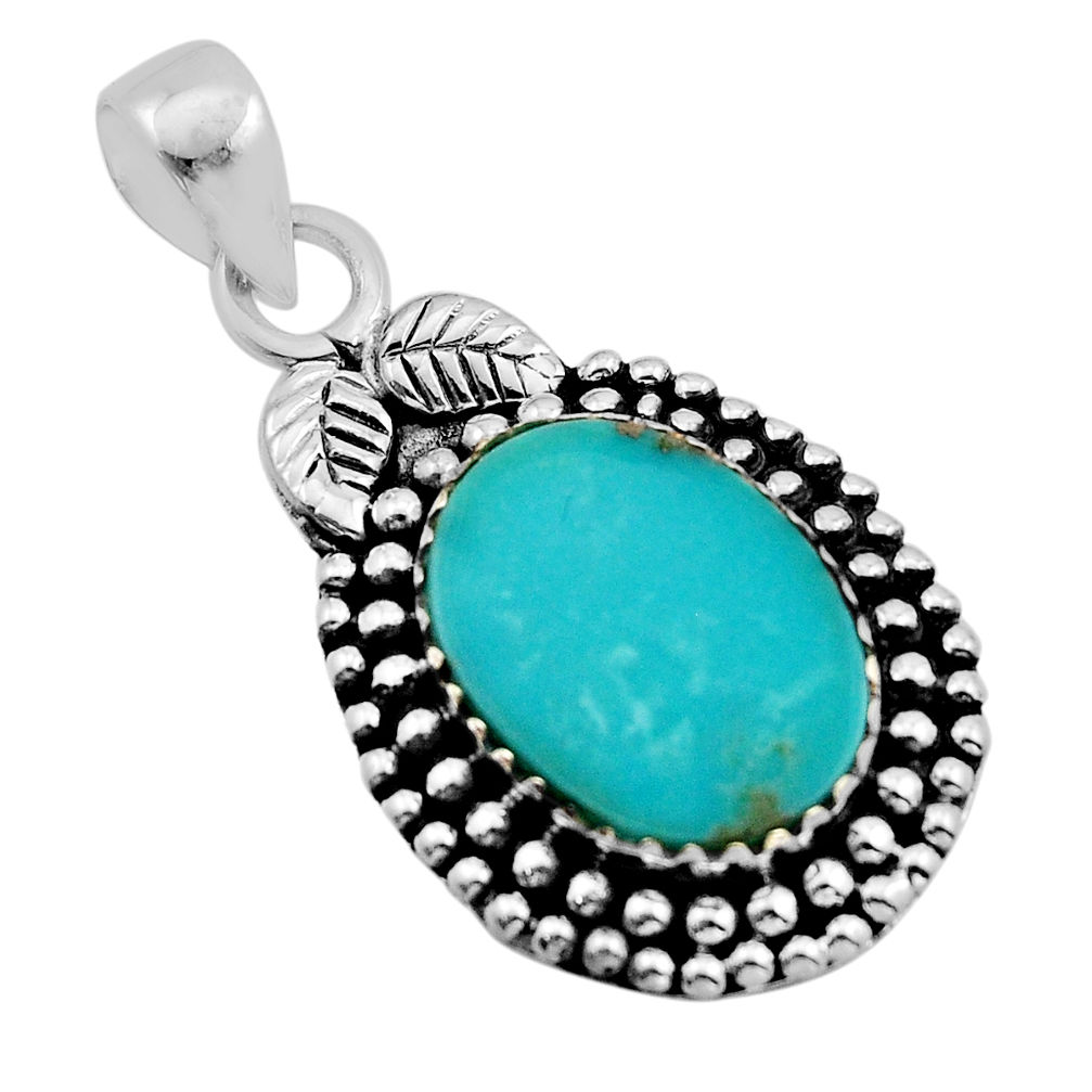 6.74cts leaf natural green amazonite (hope stone) oval 925 silver pendant n1068