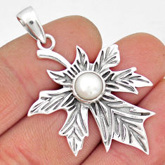 2.17cts leaf natural white pearl round 925 sterling silver pendant jewelry y9656