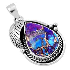 14.06cts leaf purple copper turquoise 925 sterling silver pendant jewelry n33170