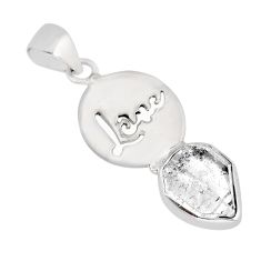 3.85cts love charm natural white herkimer diamond 925 silver pendant y74590