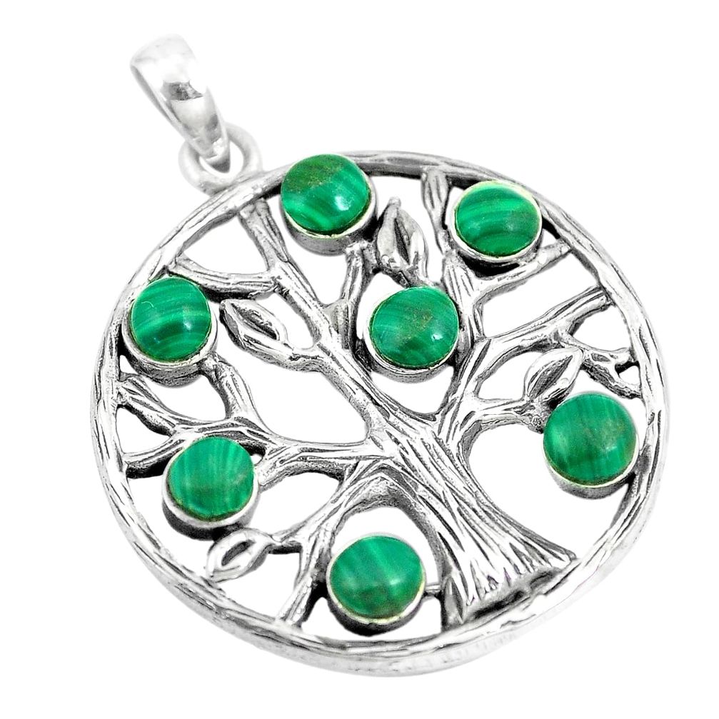 5.63cts malachite (pilot's stone) 925 silver tree of life pendant a88408 c13815