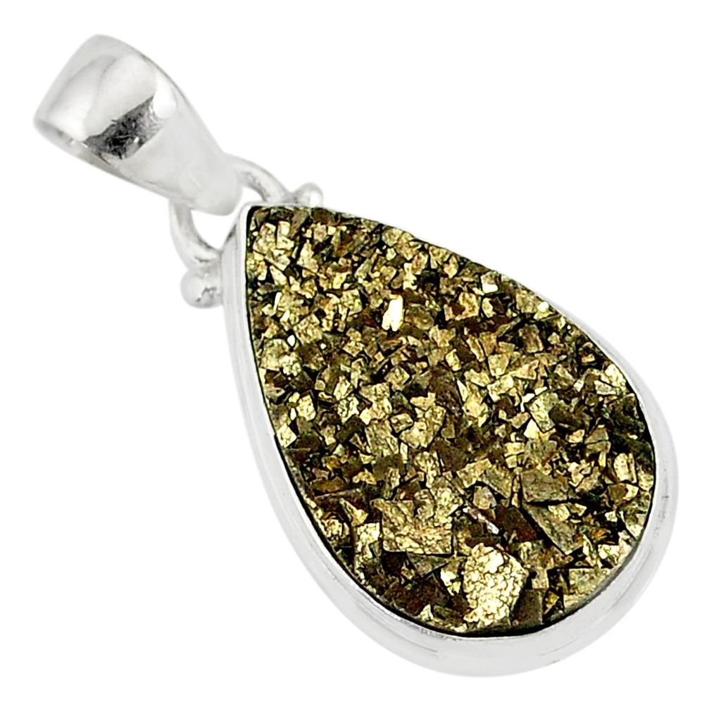 13.15cts marcasite pyrite druzy 925 sterling silver handmade pendant r85821