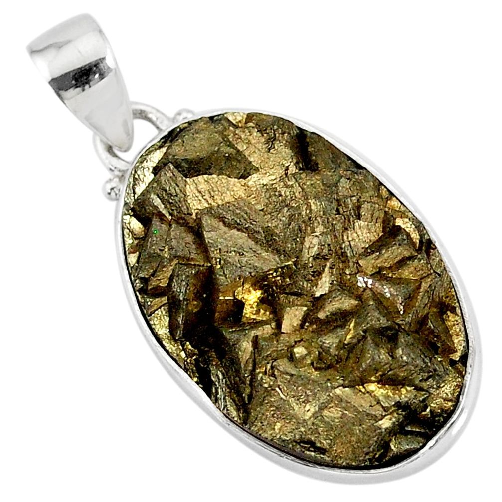 25.03cts marcasite pyrite druzy 925 sterling silver handmade pendant r85853