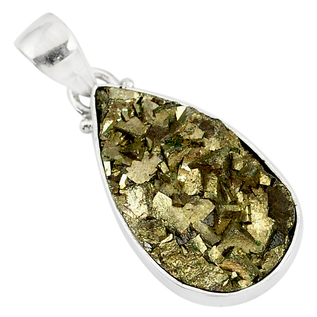 14.23cts marcasite pyrite druzy 925 sterling silver handmade pendant r85861