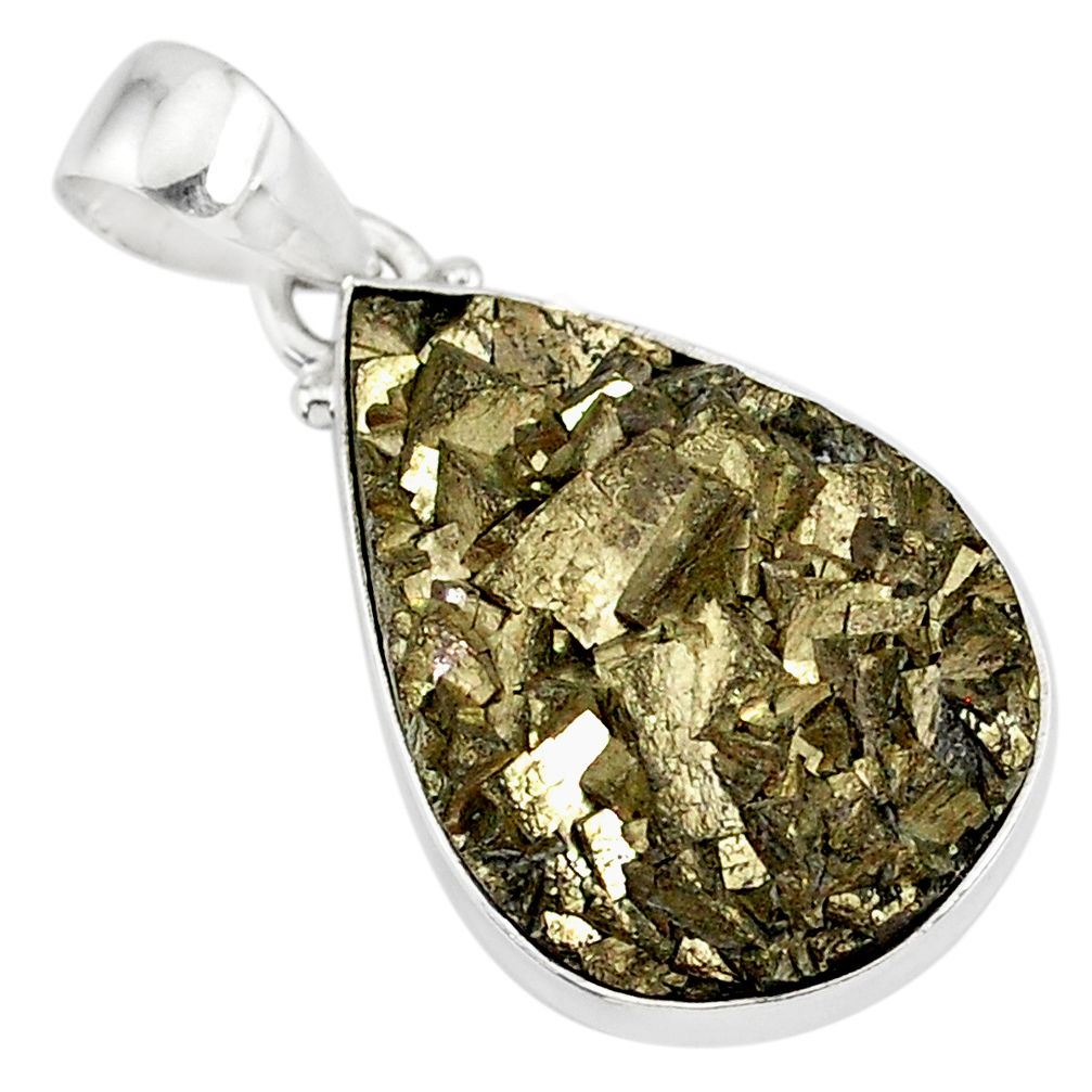 20.65cts marcasite pyrite druzy 925 sterling silver handmade pendant r85868