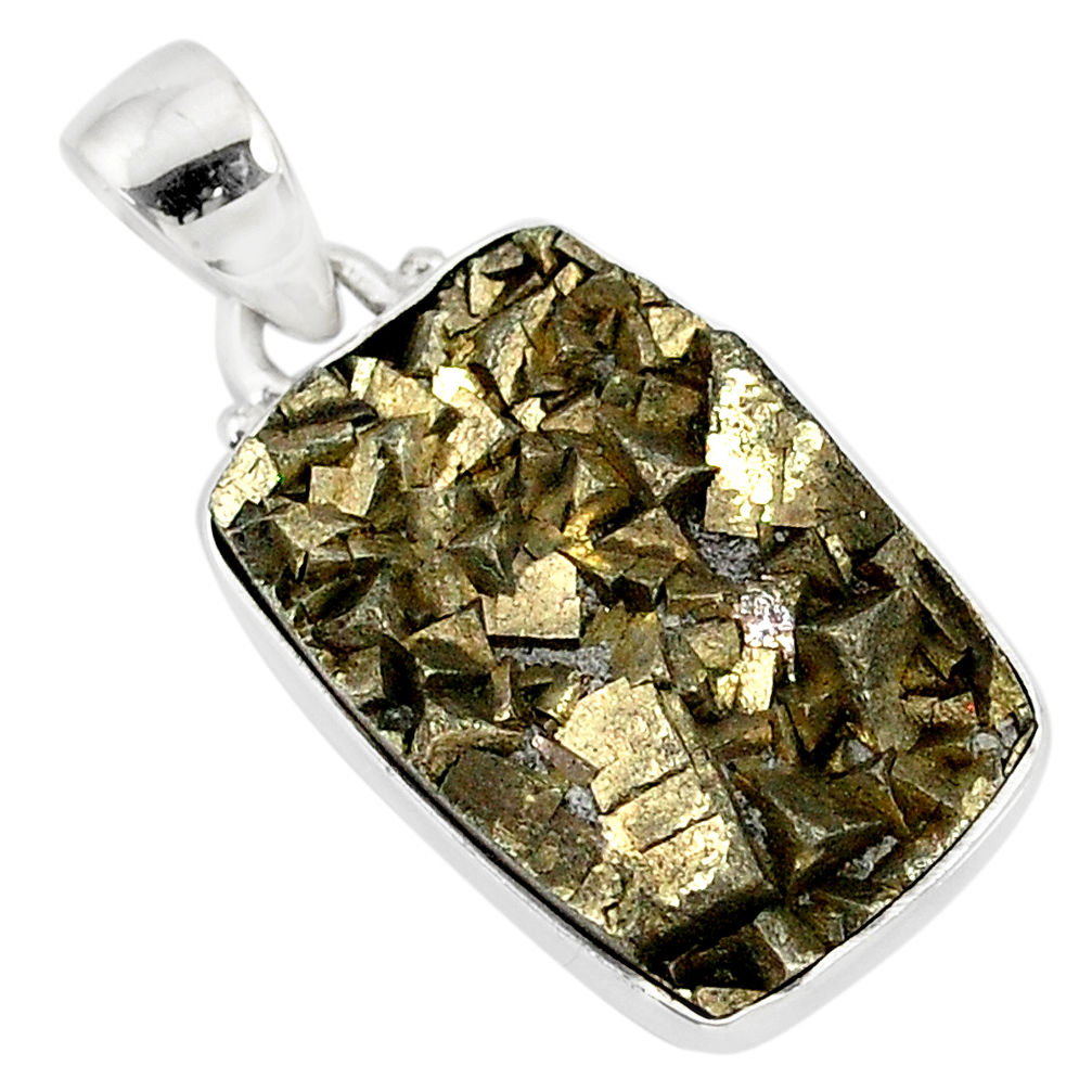 17.22cts marcasite pyrite druzy 925 sterling silver handmade pendant r85878