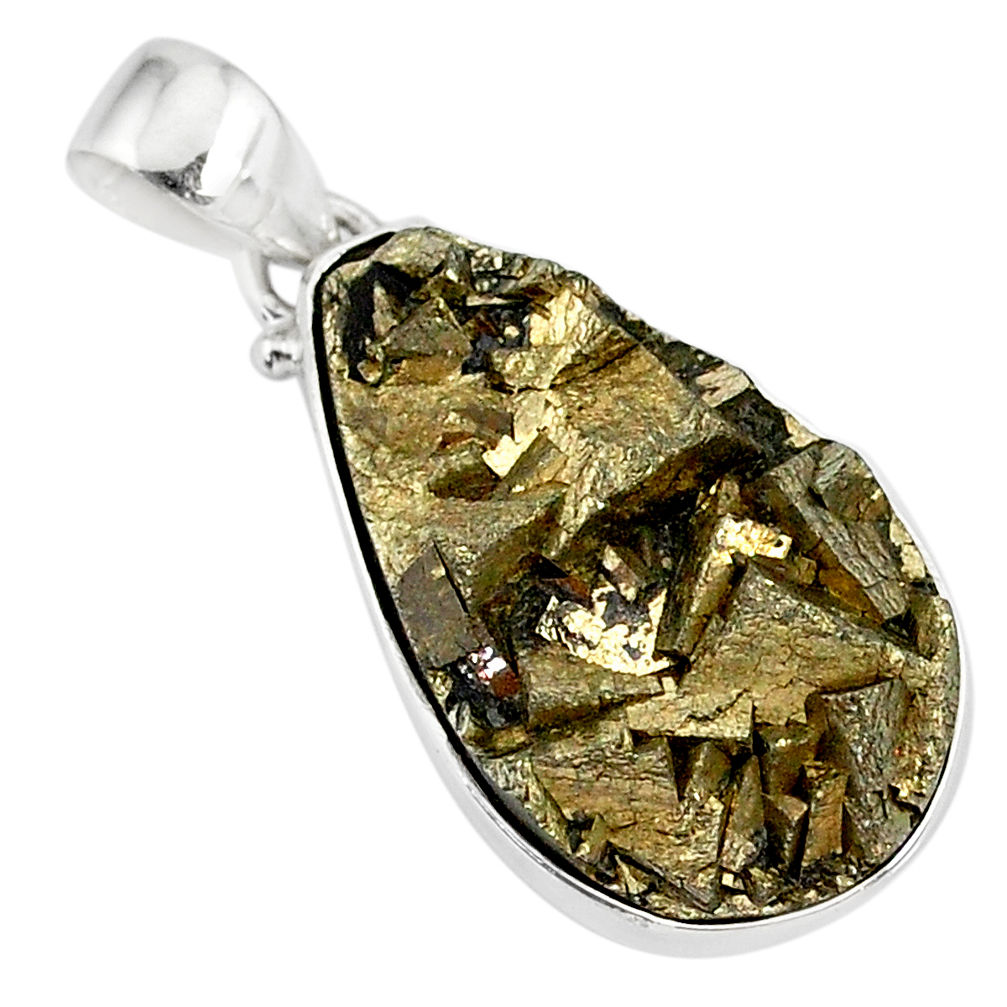 17.22cts marcasite pyrite druzy pear 925 sterling silver handmade pendant r85870