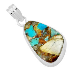 13.01cts matrix royston turquoise 925 sterling silver pendant jewelry y25325