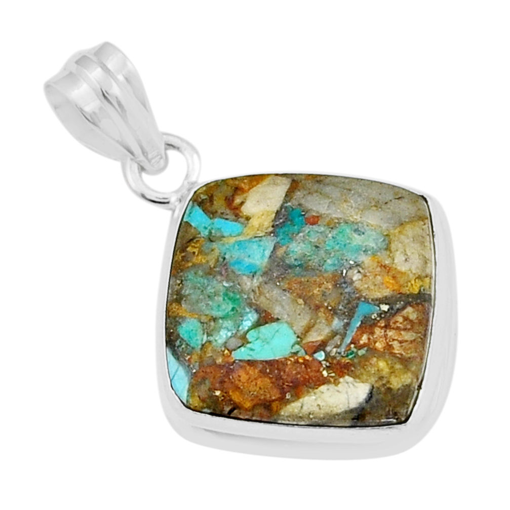 13.51cts matrix royston turquoise 925 sterling silver pendant jewelry y25352