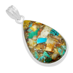 17.86cts matrix royston turquoise pear sterling silver pendant jewelry y25328