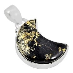 10.30cts moon golden pyrite in magnetite (healer's gold) silver pendant y55546