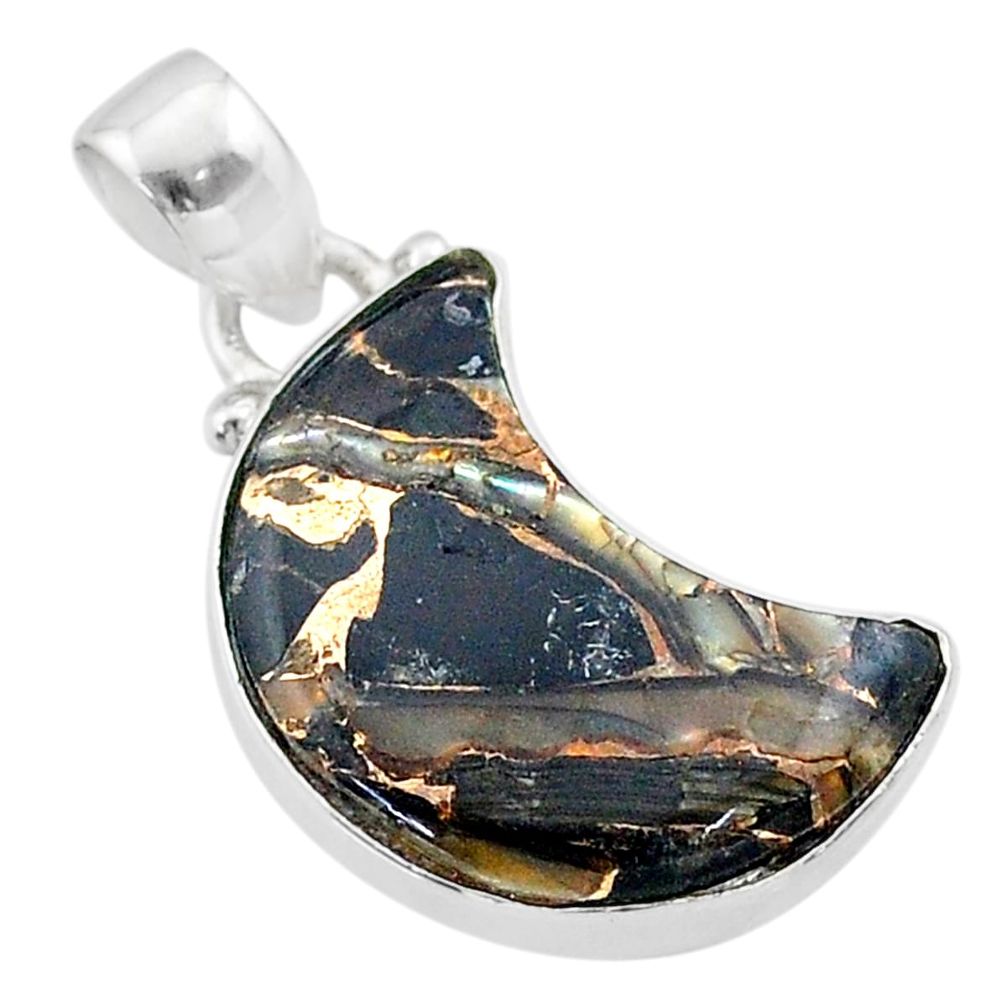 7.66cts moon natural black australian obsidian 925 silver pendant t45622