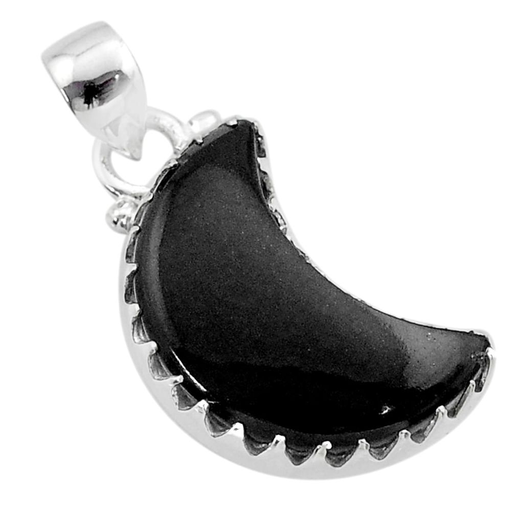 9.37cts moon natural black onyx 925 sterling silver pendant jewelry t45616