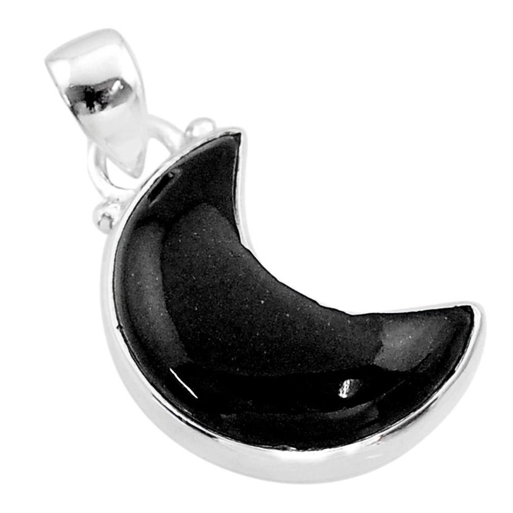 9.83cts moon natural black onyx 925 sterling silver pendant jewelry t45642