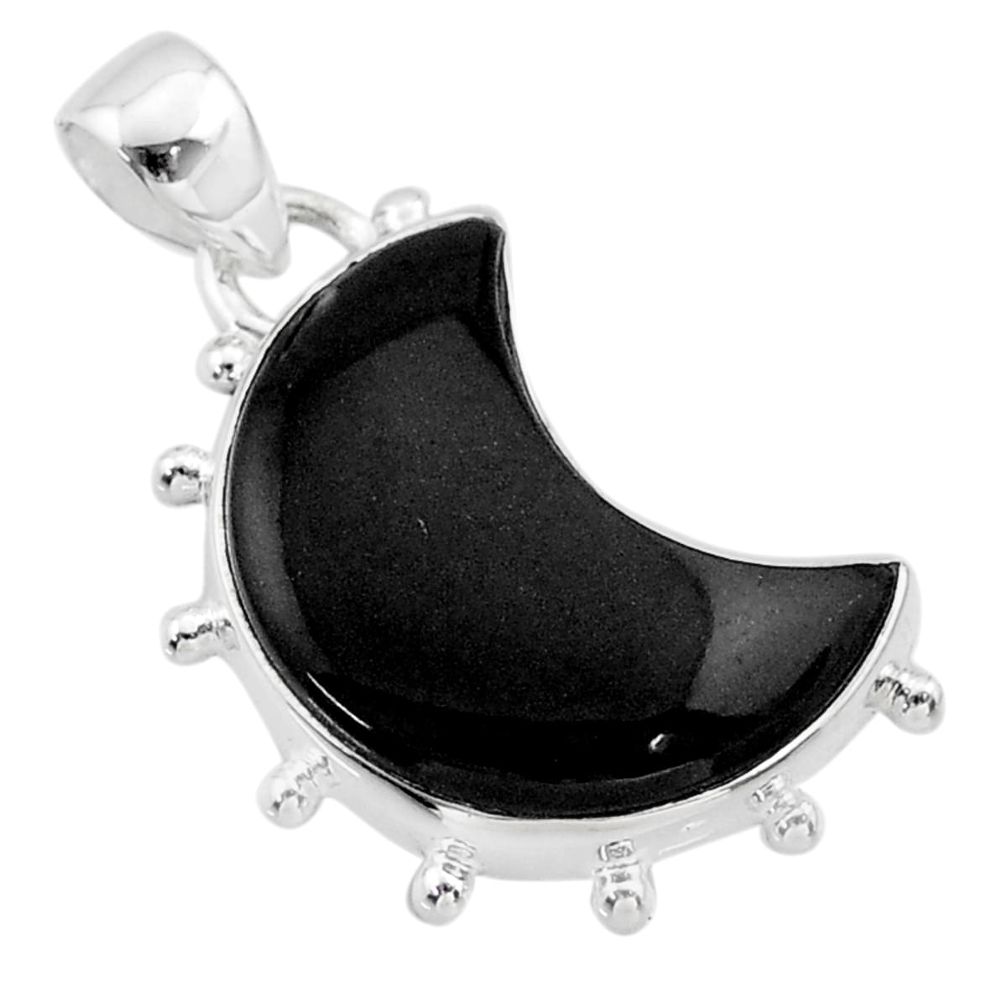 10.71cts moon natural black onyx 925 sterling silver pendant jewelry t45757