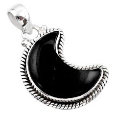 12.50cts moon natural black onyx 925 sterling silver pendant jewelry t45830
