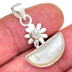 5.03cts moon natural blister pearl 925 sterling silver flower pendant y39460