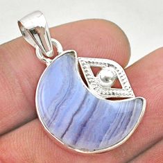 11.07cts moon natural blue lace agate 925 sterling silver eye pendant t46567
