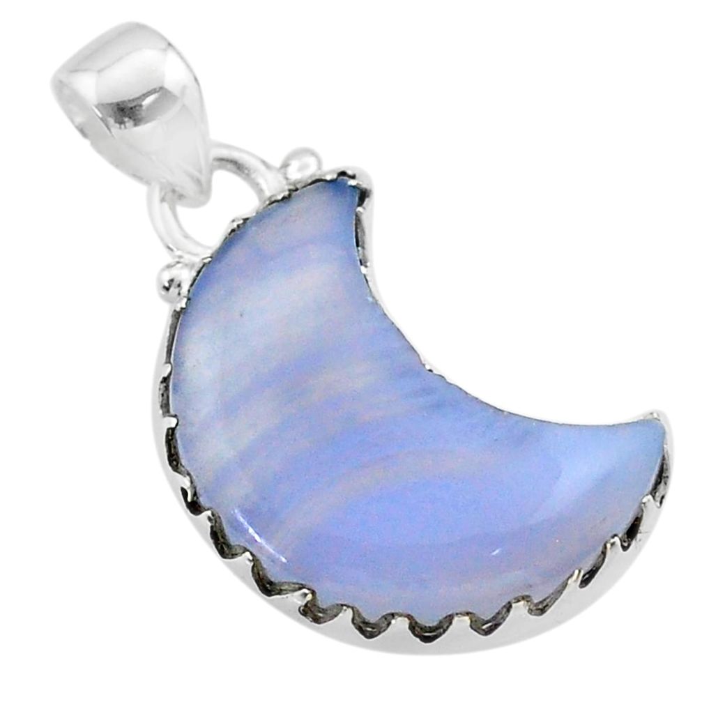9.33cts moon natural blue lace agate 925 sterling silver pendant t45610