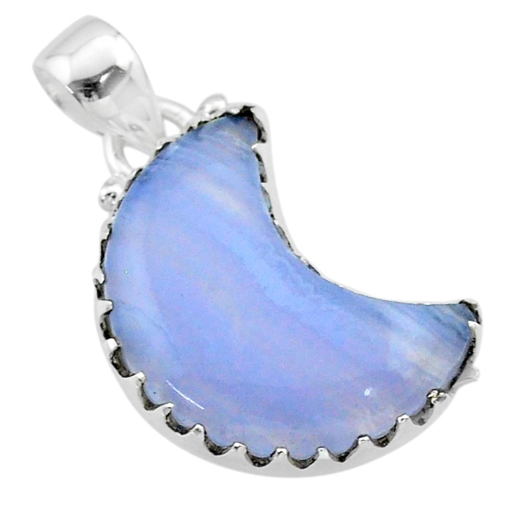 9.86cts moon natural blue lace agate 925 sterling silver pendant t45615