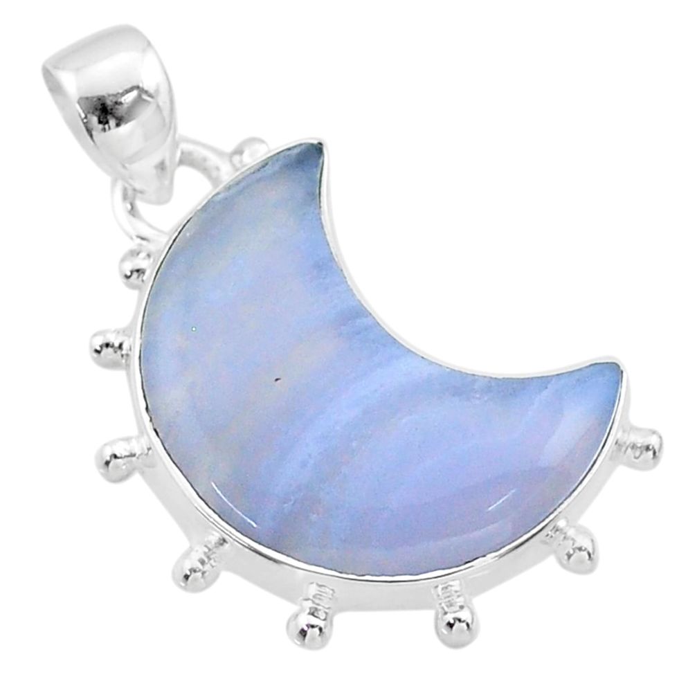10.32cts moon natural blue lace agate 925 sterling silver pendant t45705