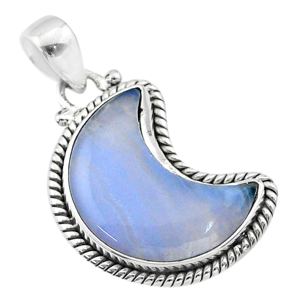 9.86cts moon natural blue lace agate 925 sterling silver pendant t45771