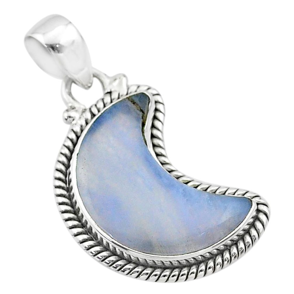 9.05cts moon natural blue lace agate 925 sterling silver pendant t45793