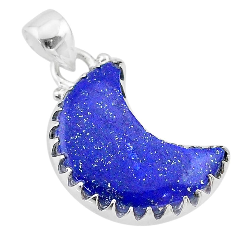 9.25cts moon natural blue lapis lazuli 925 sterling silver pendant t45586