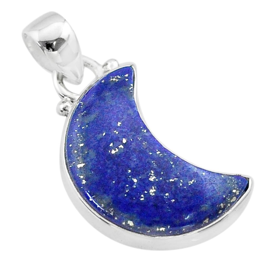 9.83cts moon natural blue lapis lazuli 925 sterling silver pendant t45678