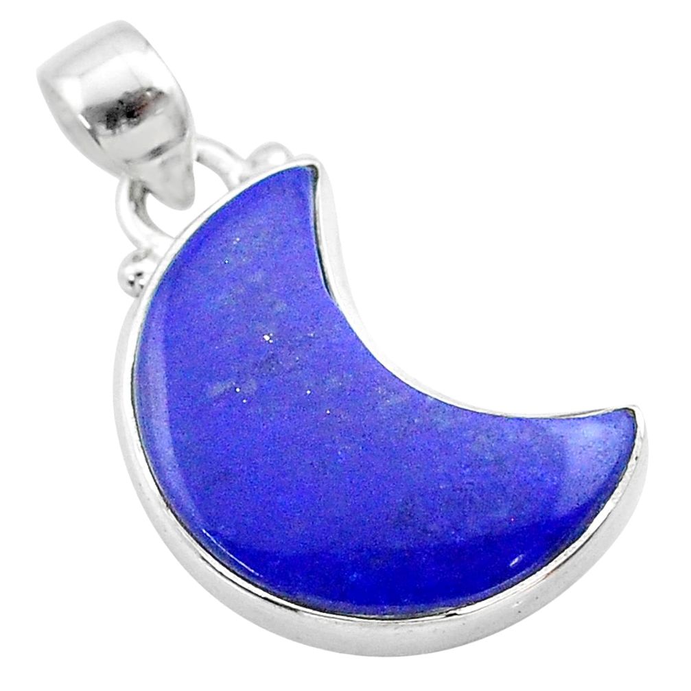 8.84cts moon natural blue lapis lazuli 925 sterling silver pendant t45682