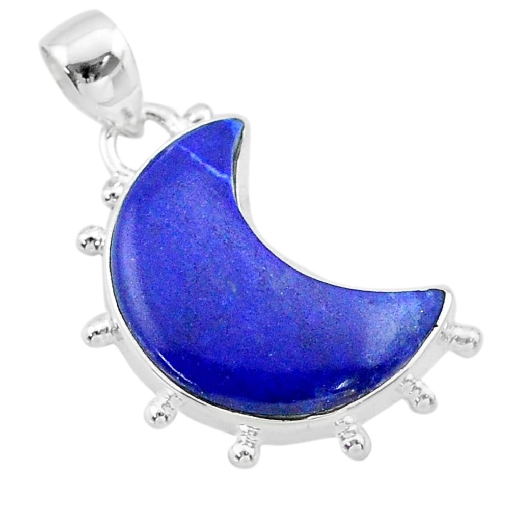 10.63cts moon natural blue lapis lazuli 925 sterling silver pendant t45713