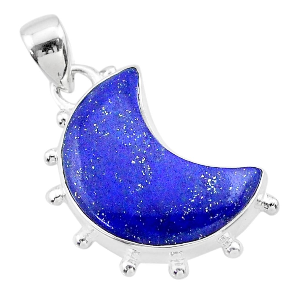 10.76cts moon natural blue lapis lazuli 925 sterling silver pendant t45754