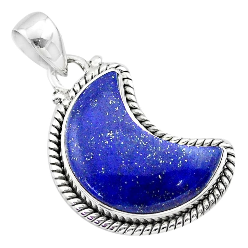 10.60cts moon natural blue lapis lazuli 925 sterling silver pendant t45780