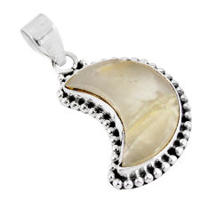 11.27cts moon natural brown botswana agate 925 sterling silver pendant y24301