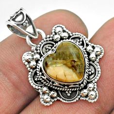 4.82cts moon natural brown imperial jasper 925 sterling silver pendant t56235