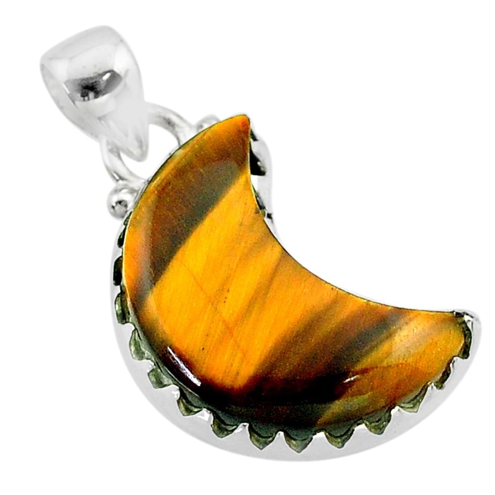 9.83cts moon natural brown tiger's eye 925 sterling silver pendant t45598