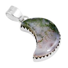 8.24cts moon natural green moss agate 925 sterling silver pendant jewelry y24352