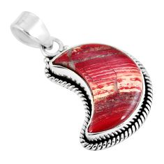 9.38cts moon natural jasper red fancy 925 sterling silver pendant jewelry y24305