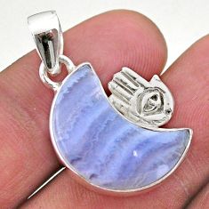 10.32cts moon natural lace agate silver hand of god hamsa pendant t46527