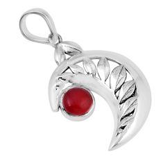 0.76cts moon natural orange cornelian (carnelian) 925 silver pendant y45538
