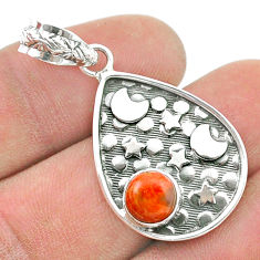 Clearance Sale- 2.43cts moon natural orange mojave turquoise 925 sterling silver pendant u35001
