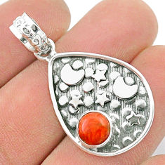 2.50cts moon natural orange mojave turquoise 925 sterling silver pendant u35005