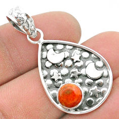 Clearance Sale- 2.11cts moon natural orange mojave turquoise 925 sterling silver pendant u35010