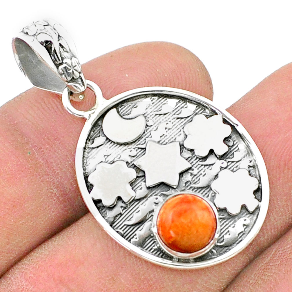 ural orange mojave turquoise 925 sterling silver pendant u35041