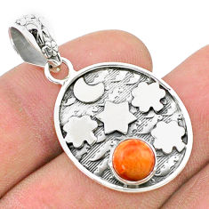 2.23cts moon natural orange mojave turquoise 925 sterling silver pendant u35041
