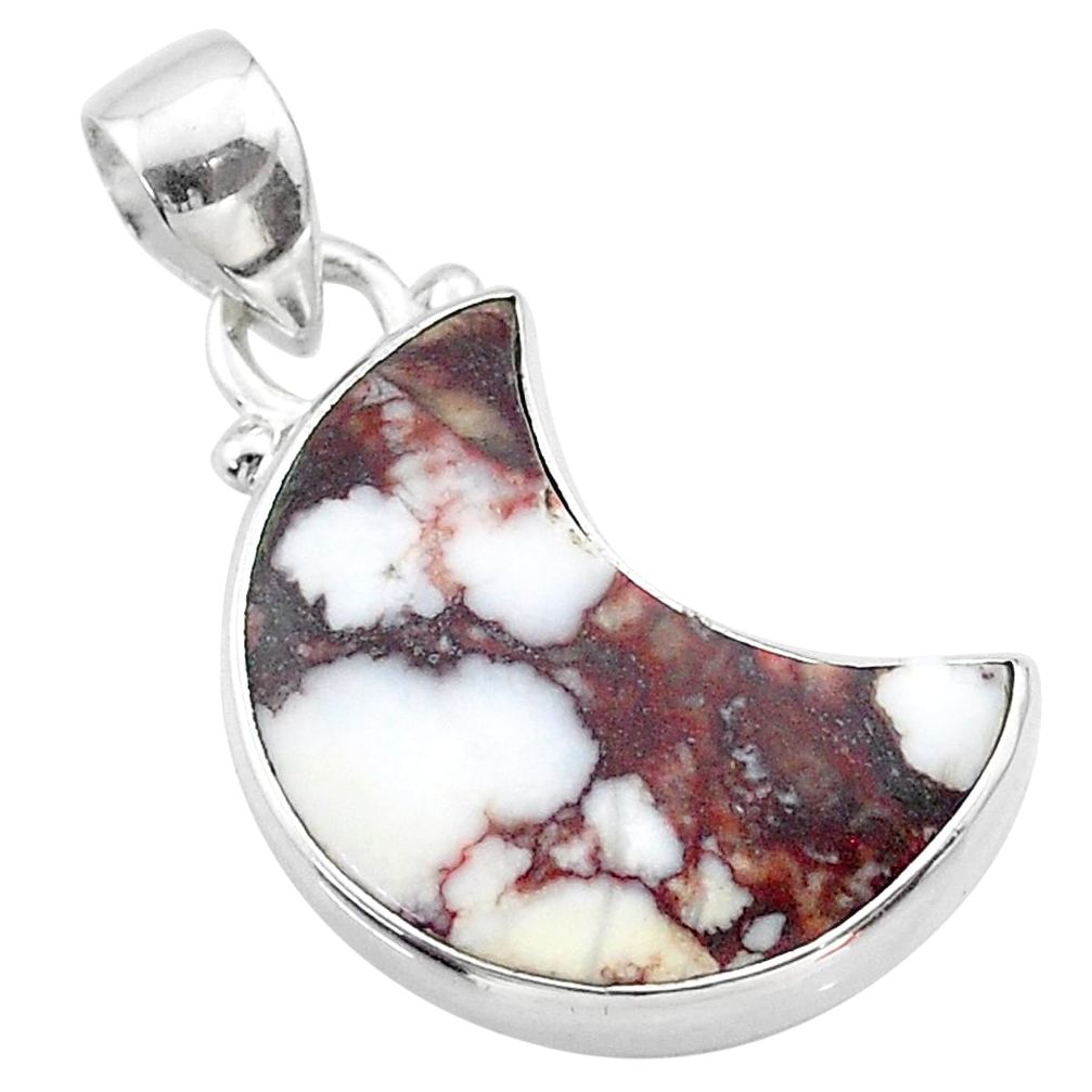 9.39cts moon natural peanut petrified wood fossil silver pendant t45687
