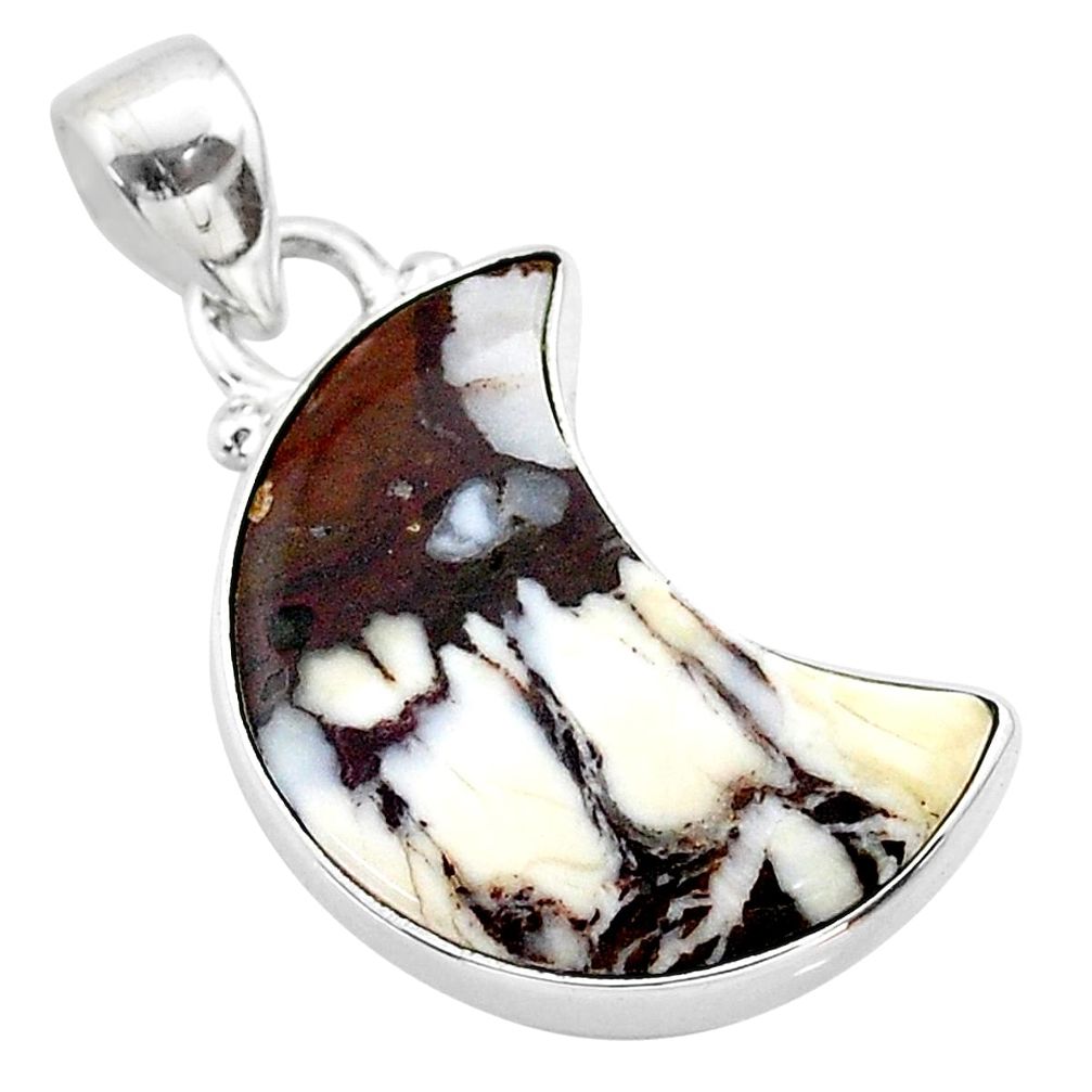 8.40cts moon natural peanut petrified wood fossil silver pendant t45700